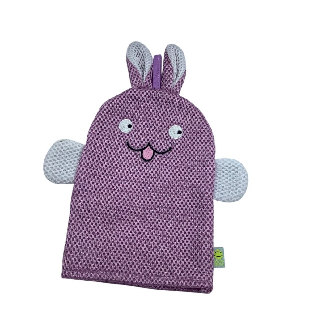 Rich Frog Purple Bunny Rabbit Kids Bath Wacky Wash Mitt Puppet Mesh